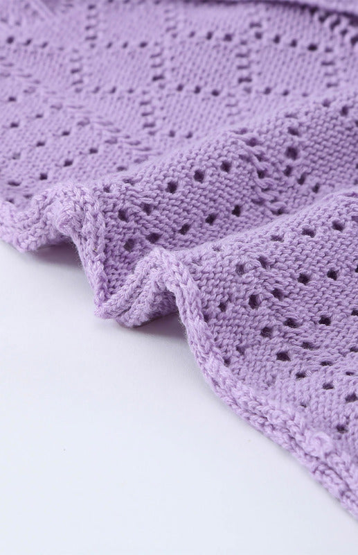 Sweaters- Bishop Sleeve Crew Neck Sweater in Cotton Wool Knit Blend- - Pekosa Women Clothing