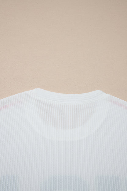 Tops & Tees - White USA Graphic Half Sleeve Loose Ribbed Top