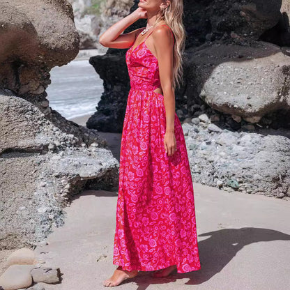 A-Line Dresses - Knotted V-neck Long Dress Women