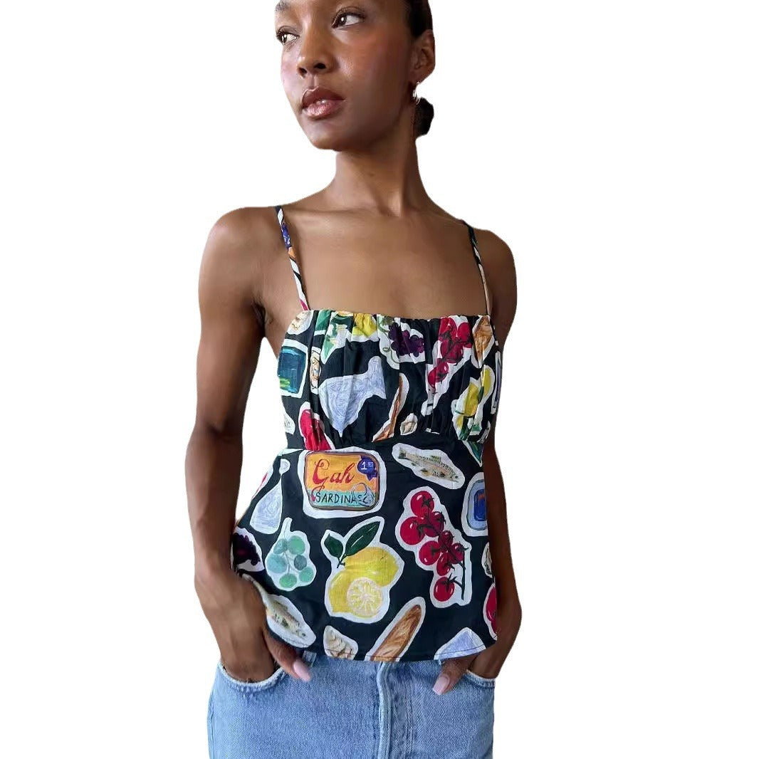 Sleeveless Tops - Contrast Color Sexy Backless Slim Fit Hot Girl Vest