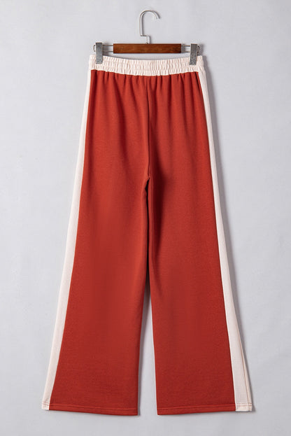Women's High Waist Wide Leg Pants European And American Simple Loose Color Matching Drawstring