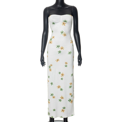 Figurbetontes Schlauch-Maxikleid mit Blumendruck