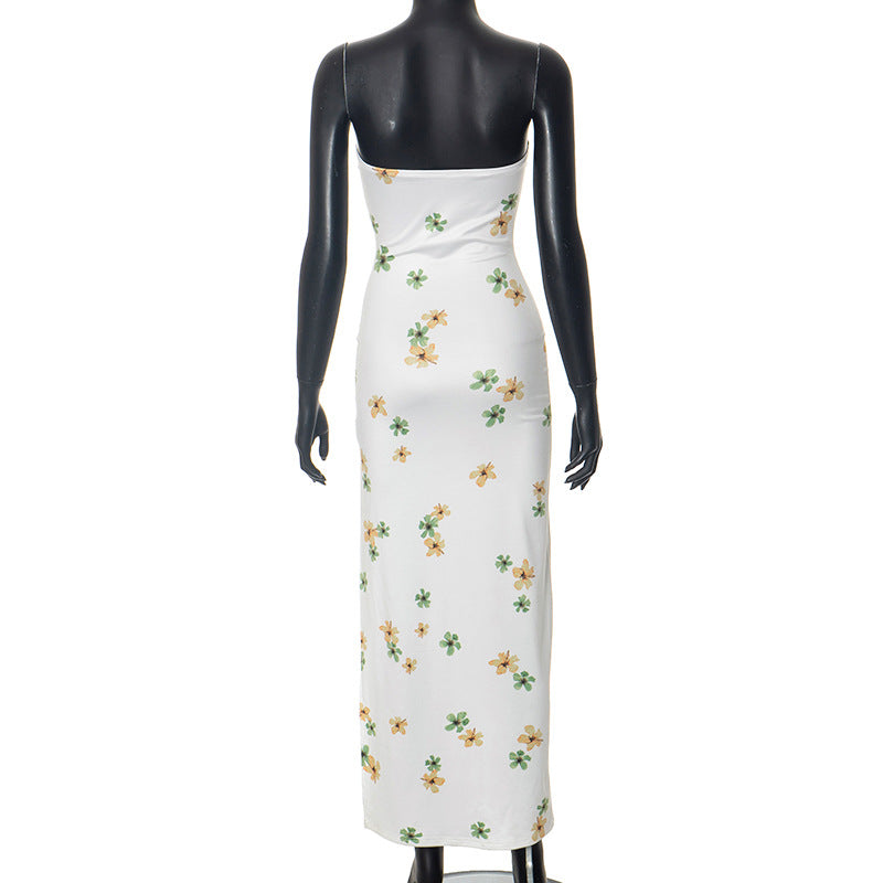 Figurbetontes Schlauch-Maxikleid mit Blumendruck