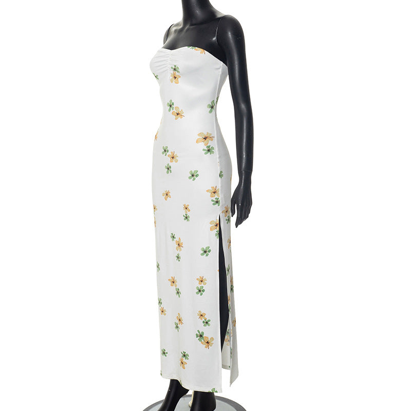 Figurbetontes Schlauch-Maxikleid mit Blumendruck