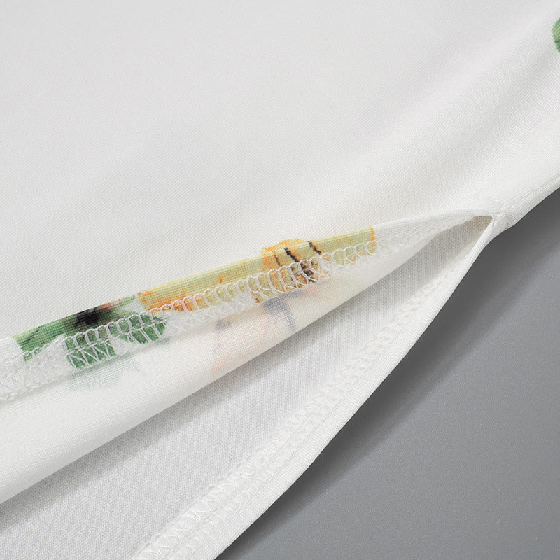 Figurbetontes Schlauch-Maxikleid mit Blumendruck