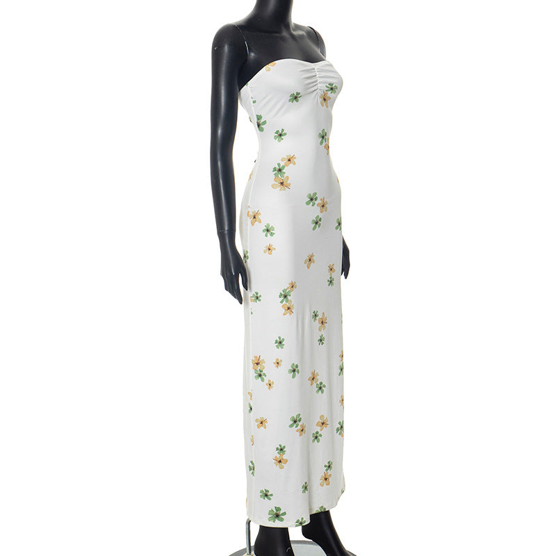 Figurbetontes Schlauch-Maxikleid mit Blumendruck