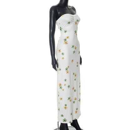 Figurbetontes Schlauch-Maxikleid mit Blumendruck