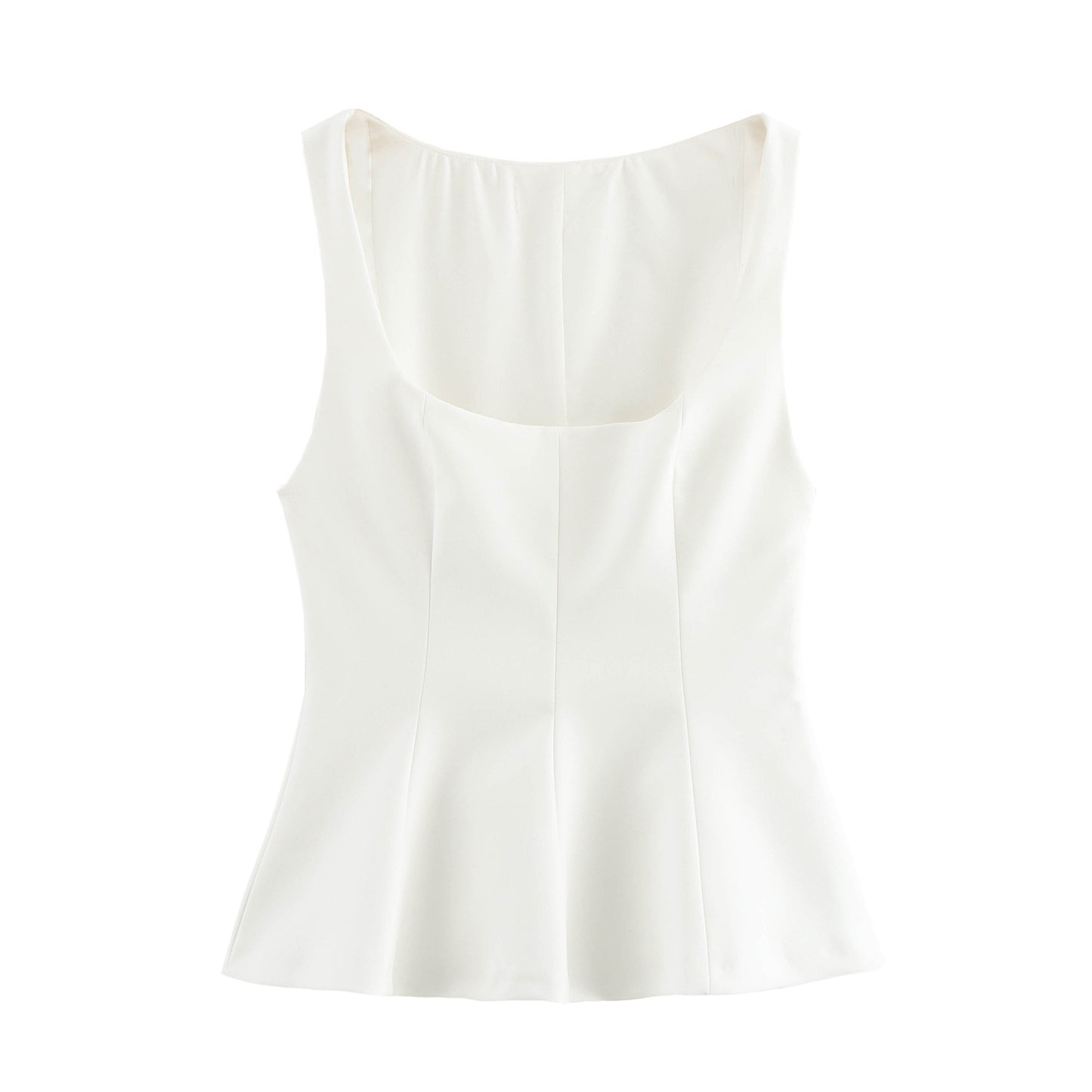 Cami Tops - Pleated Slim-fit Square Collar Sleeveless Small Top