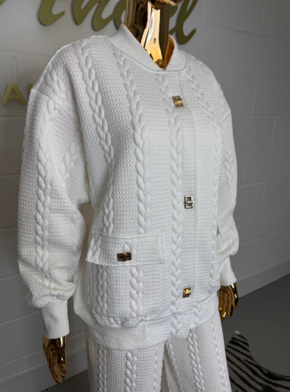 Women's Plain Buckle Pocket Suit 2-piece Set