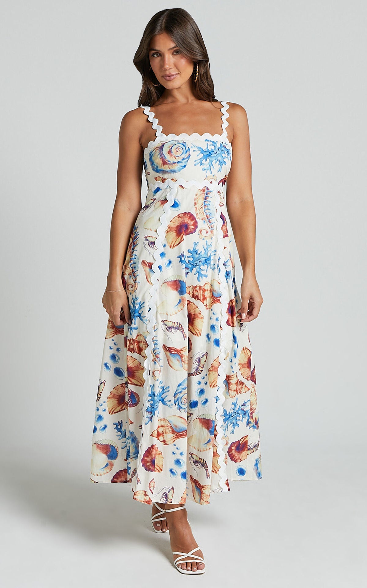 A-Line Dresses - Printed Sling Stitching Dress