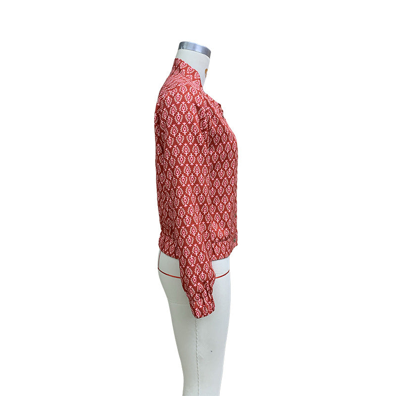 Temperament Printed Long Sleeve Top Coat