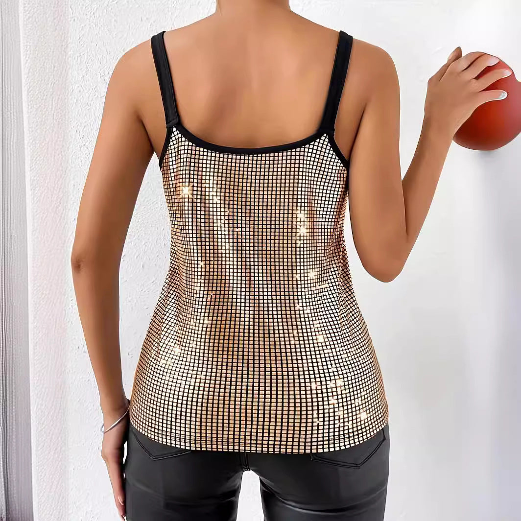 Cami Tops - Summer Sequined Suspender Chain Vest Top Women's Clothing