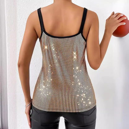 Cami Tops - Summer Sequined Suspender Chain Vest Top Women's Clothing
