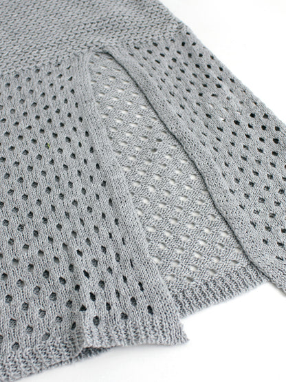Knit Dresses - Knitted Long Hollow Sling Slit Dress