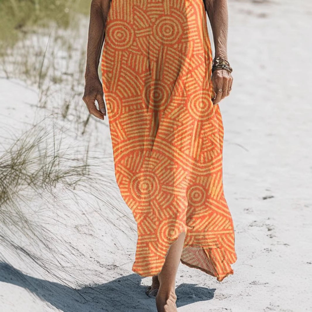 Tunic Dresses - European And American Printed Loose Casual Long Women's Skirt