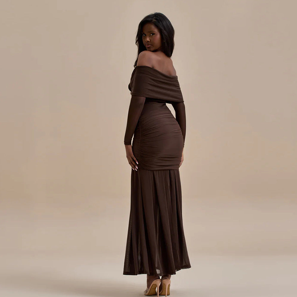 Elegant Dresses - Fashion Off-shoulder Pleated Dress Flower Dress