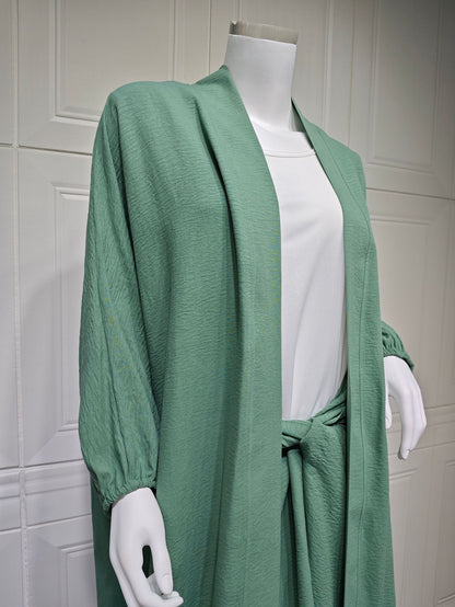 Nipped Waist Skirt Robe Two-piece Set
