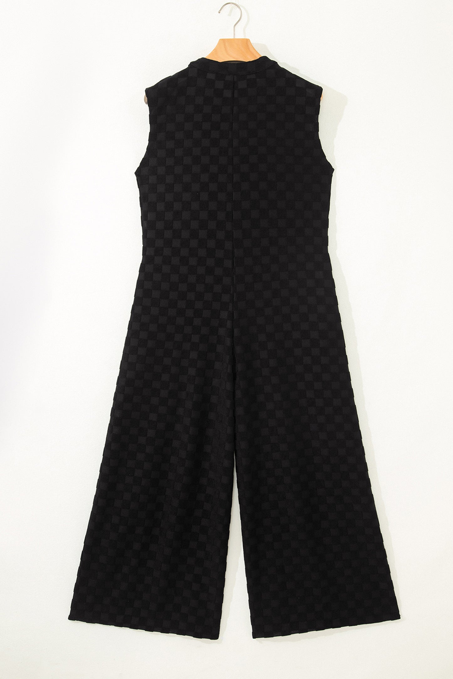 Jumpsuits & Rompers - White Half Buttons Sleeveless Wide Leg Textured Jumpsuit