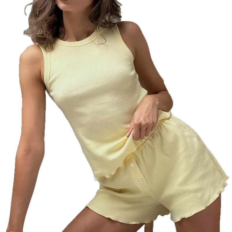 Loungewear - Pajamas Suit Vest Shorts Casual Homewear Two-piece Suit