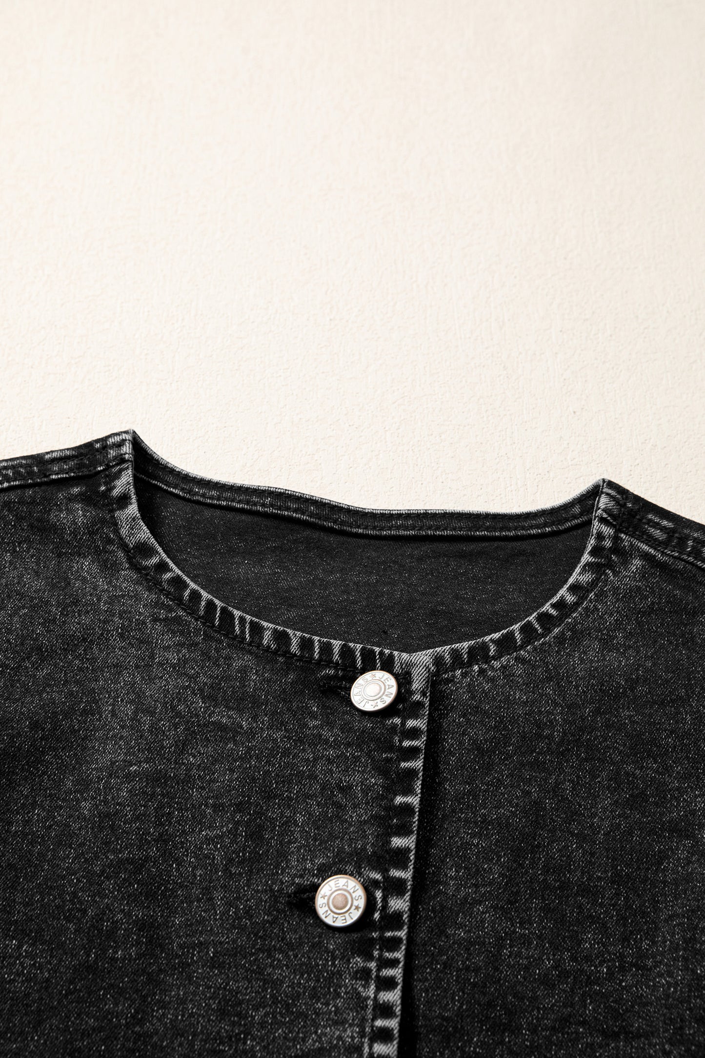 Tank Tops - Black Buttoned Front Slit Denim Vest