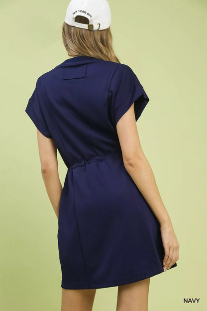 - Umgee Knit Zip Front Drawstring Dress