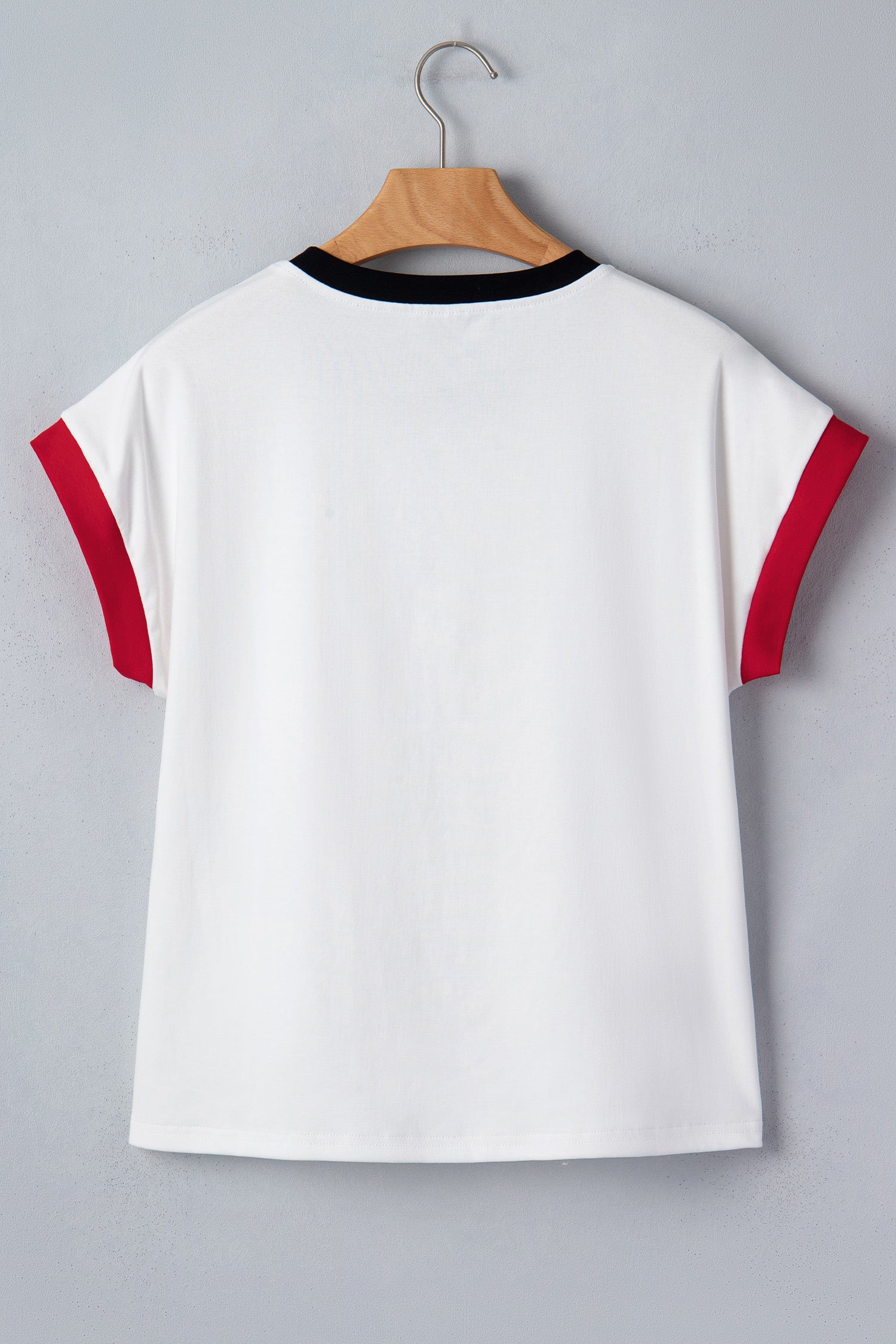 Tops & Tees - White USA Sequin Color Block Trim Loose T Shirt