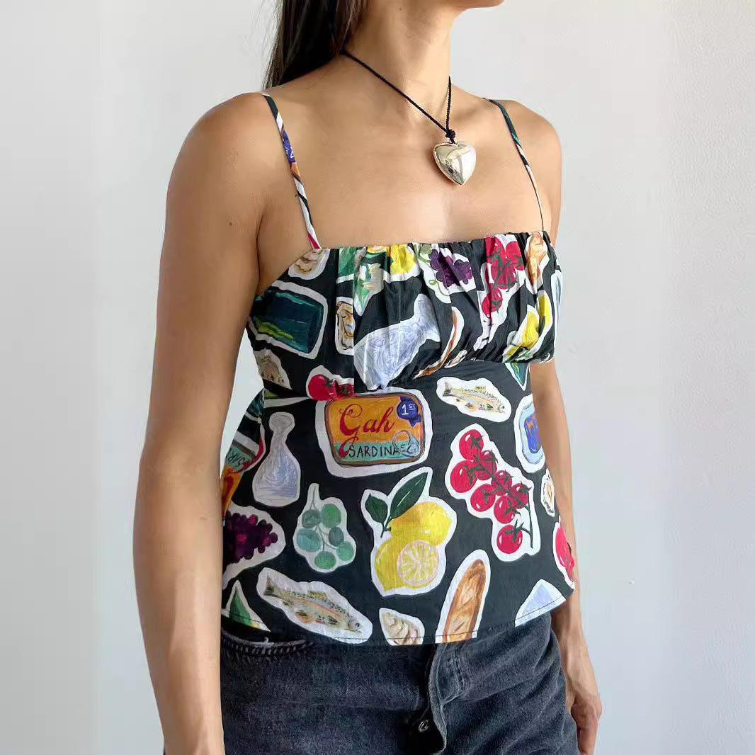 Sleeveless Tops - Contrast Color Sexy Backless Slim Fit Hot Girl Vest
