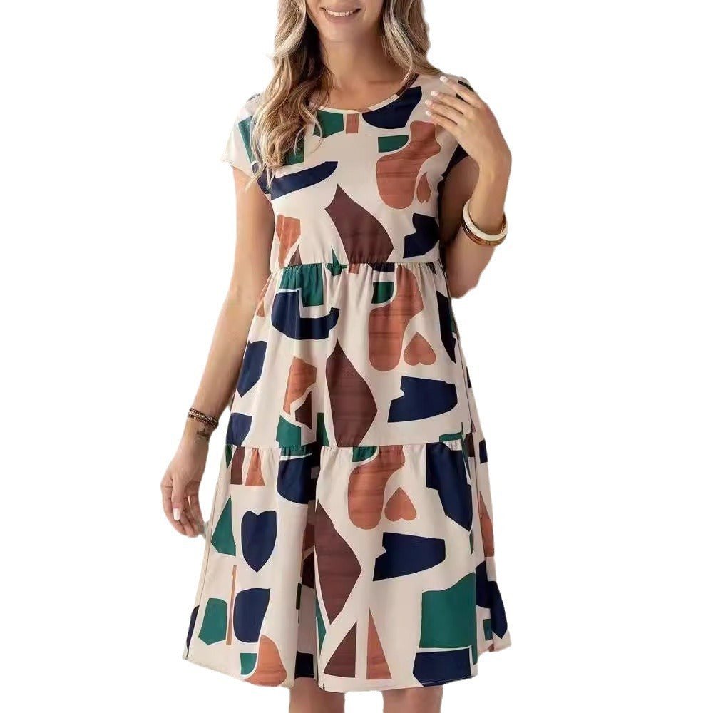 A-Line Dresses - Women's Casual Abstract Geo Print Dress - Perfect for Summer!