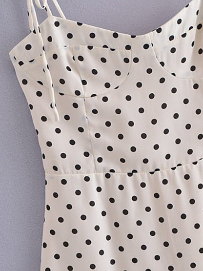 A-Line Dresses- Cami Polka Dot A-Line Mini Dress with Bustier Fit- - Pekosa Women Clothing