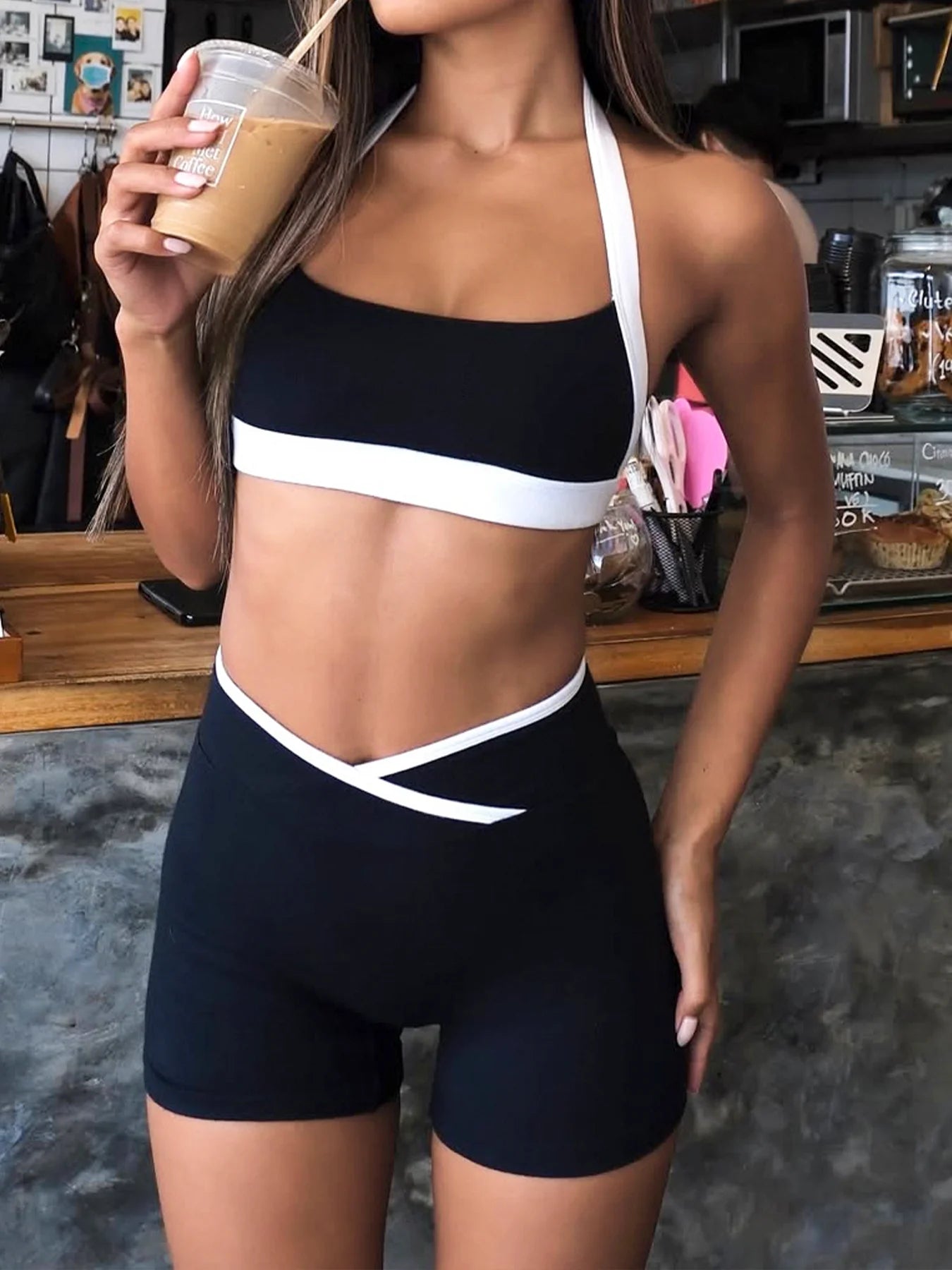 Gym Outfits - 2PCS Yoga Set Women Tracksuit Nude Feeling Workout Sets Gym Clothes Halter Vest Running Sports Wear Camis Leggings Suit
