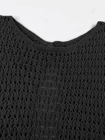 Beach Dresses - Beach Knit Cover-Up Dress with Cutouts