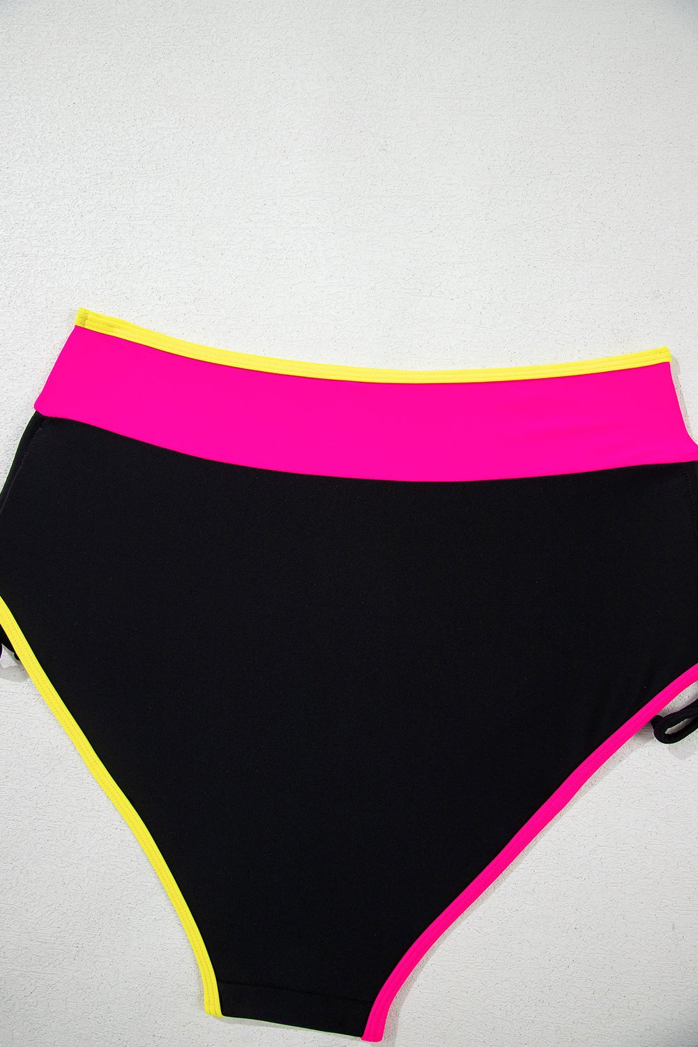 Bikinis - High-Waist Color Block Bikini for Tropical Getaways