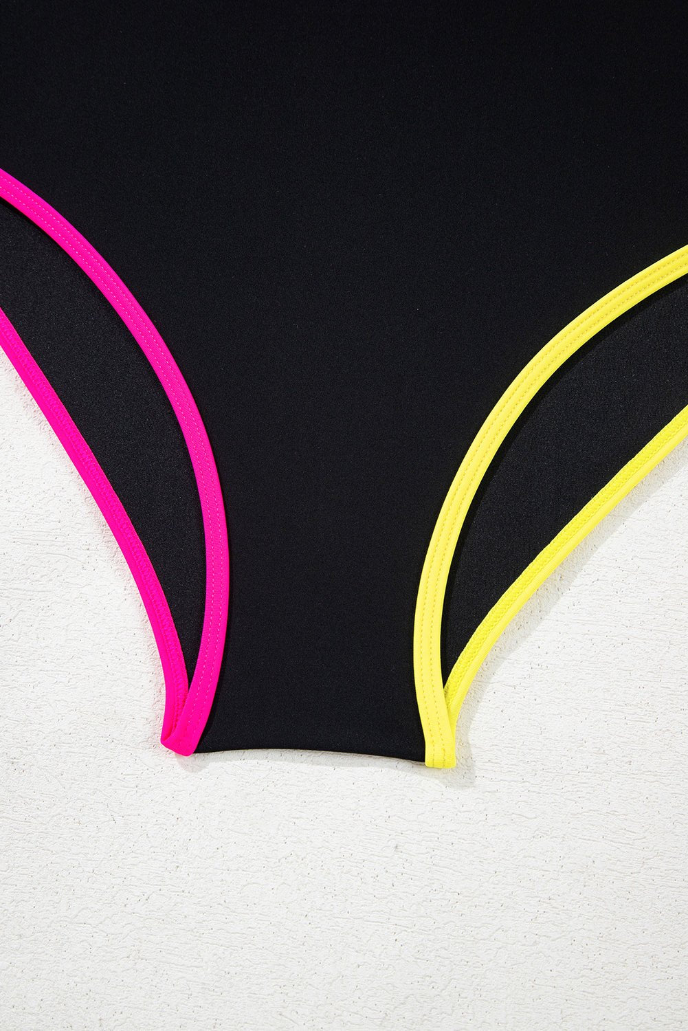 Bikinis - High-Waist Color Block Bikini for Tropical Getaways