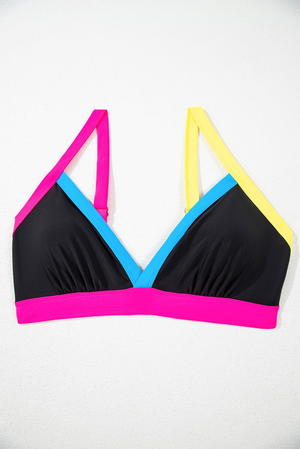 Bikinis - High-Waist Color Block Bikini for Tropical Getaways