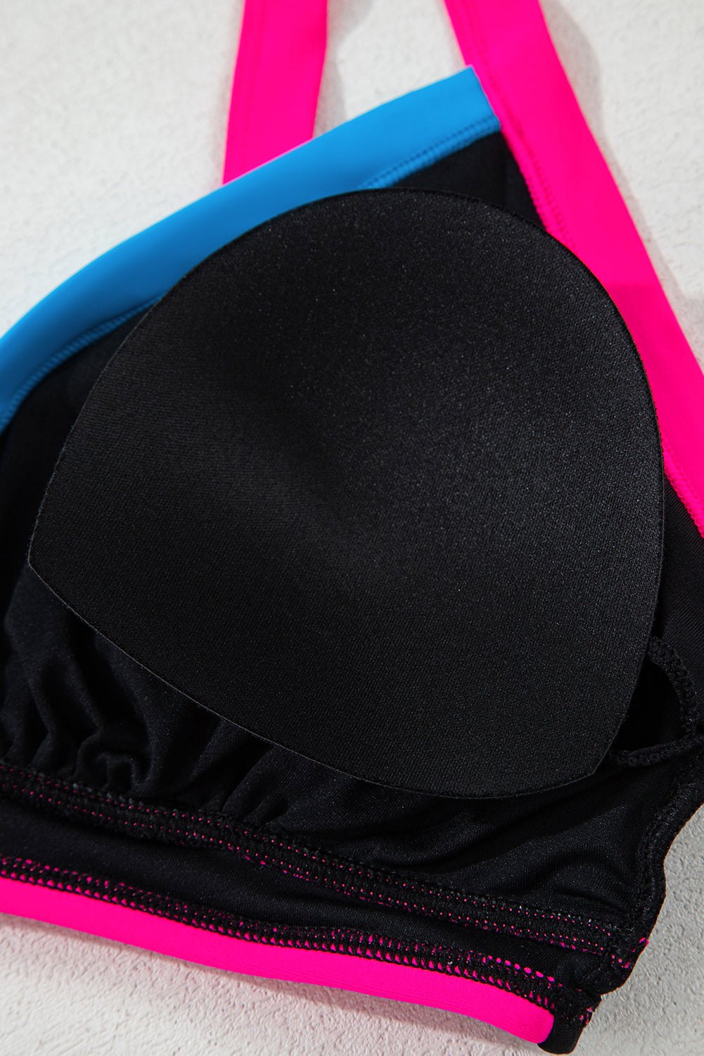 Bikinis - High-Waist Color Block Bikini for Tropical Getaways