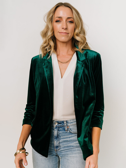 Blazers- Velvet Touch Blazer for Evening and Professional Wear