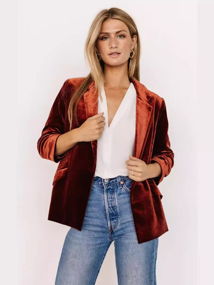 Blazers- Velvet Touch Blazer for Evening and Professional Wear