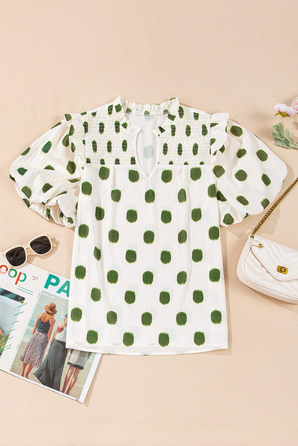 Blouses & Shirts - Casual Polka Dot Top for Everyday Wear
