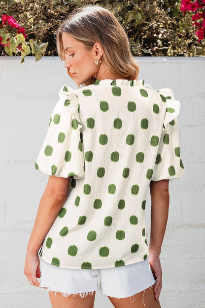 Blouses & Shirts - Casual Polka Dot Top for Everyday Wear