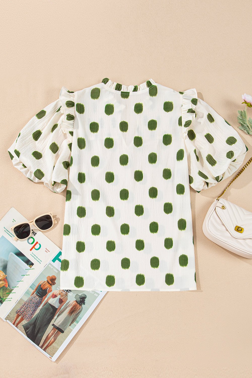 Blouses & Shirts - Casual Polka Dot Top for Everyday Wear