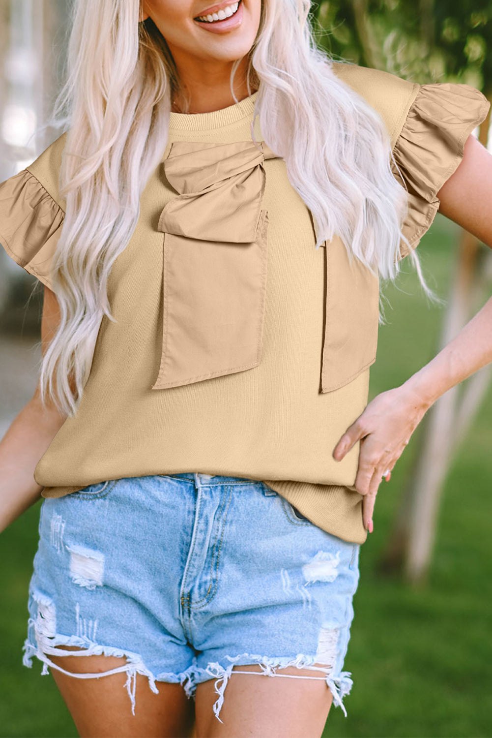 Blouses & Shirts - Casual Bow Front Top for Women