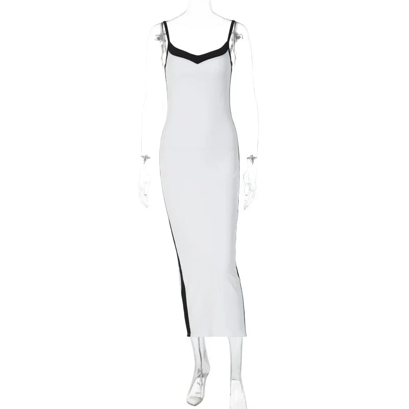 Bodycon Dresses- White V-Neck Dress with Side Stripe - Perfect for Casual Dates- - Pekosa Women Fashion