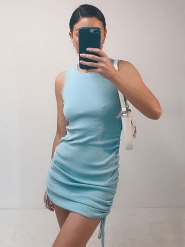 Bodycon Dresses- Women's Ruched Bodycon Tank Dress for Summer- - Pekosa Women Fashion