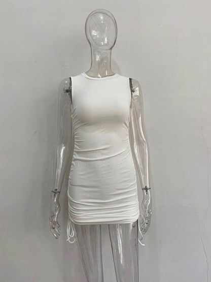 Bodycon Dresses- Women's Ruched Bodycon Tank Dress for Summer- - Pekosa Women Fashion