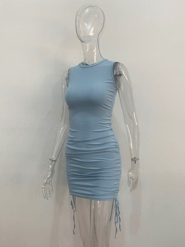Bodycon Dresses- Women's Ruched Bodycon Tank Dress for Summer- - Pekosa Women Fashion