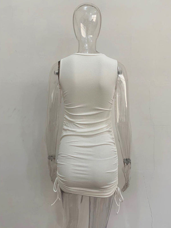 Bodycon Dresses- Women's Ruched Bodycon Tank Dress for Summer- - Pekosa Women Fashion