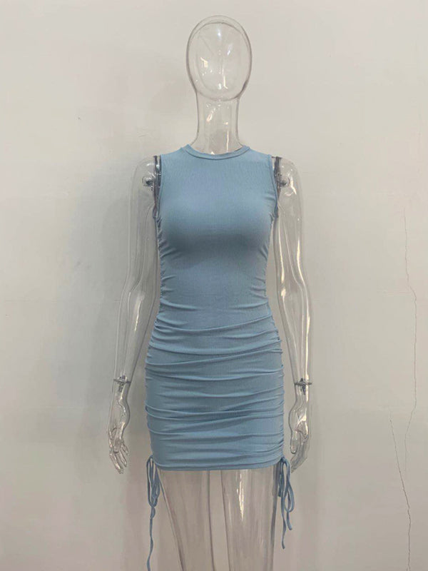 Bodycon Dresses- Women's Ruched Bodycon Tank Dress for Summer- - Pekosa Women Fashion