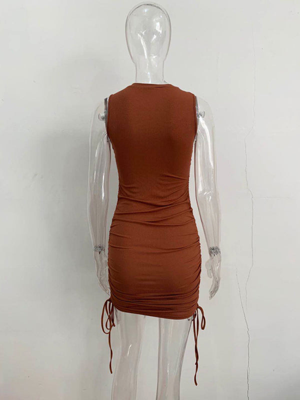 Bodycon Dresses- Women's Ruched Bodycon Tank Dress for Summer- - Pekosa Women Fashion