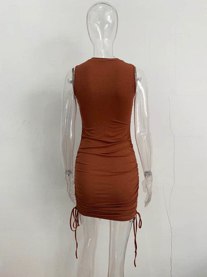 Bodycon Dresses- Women's Ruched Bodycon Tank Dress for Summer- - Pekosa Women Fashion