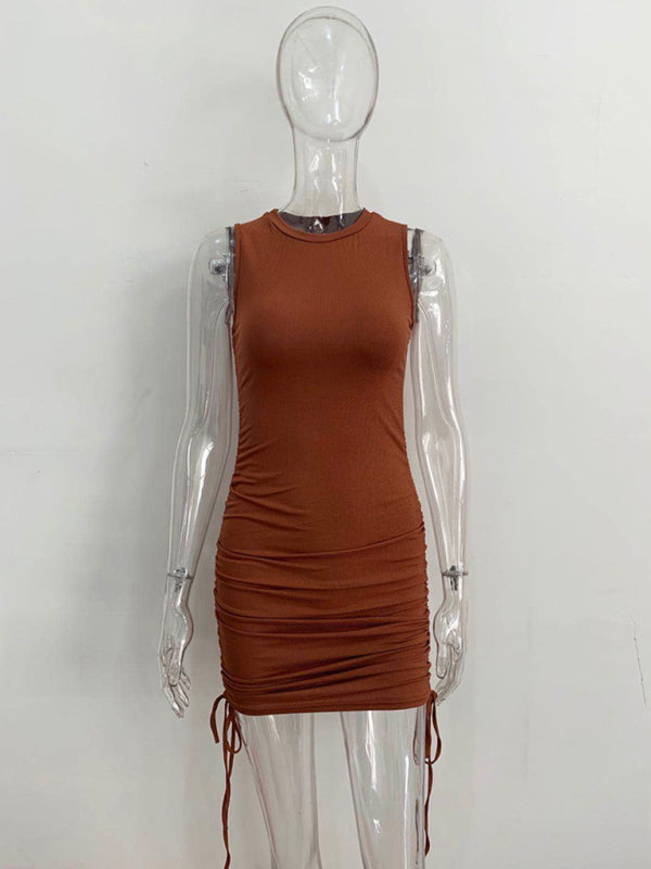 Bodycon Dresses- Women's Ruched Bodycon Tank Dress for Summer- - Pekosa Women Fashion